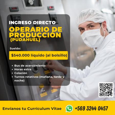 OPERARIO PRODUCCIÓN, INGRESO DIRECTO