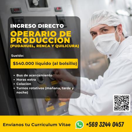 OPERARIO PRODUCCIÓN PUDAHUEL Y RENCA