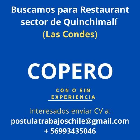 BUSCO COPERO (CON O SIN EXPERIENCIA)