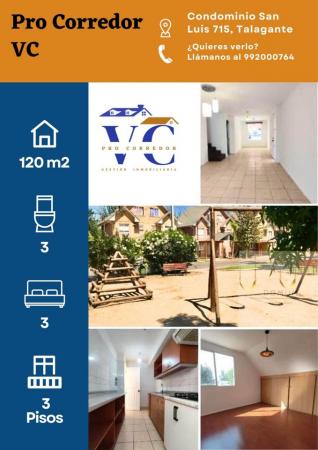 VENDO CASA EN TALAGANTE DE 3 PISOS SECTOR ORIENTE