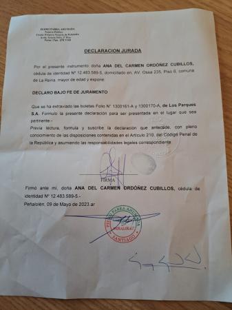 PERDIDA DE BOLETAS 