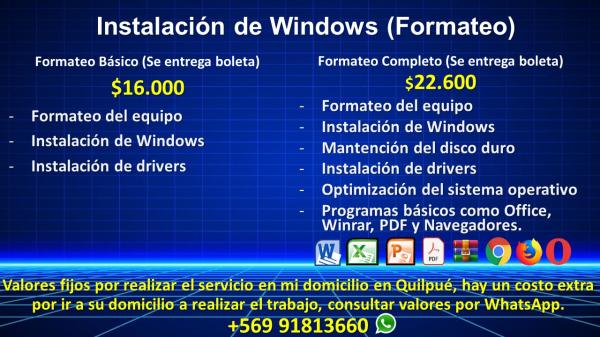 INSTALACION DE WINDOWS - FORMATEO - QUILPUE