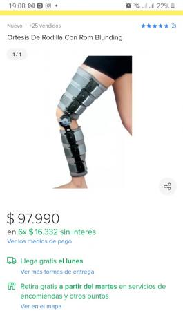 VENDO ORTESIS PARA RODILLA