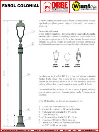 POSTES CONICOS , LUMINARIA