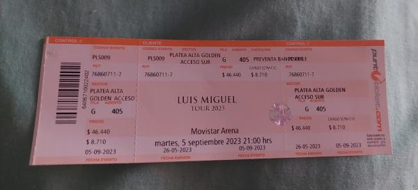 VENDO ENTRADA LUIS MIGUEL 