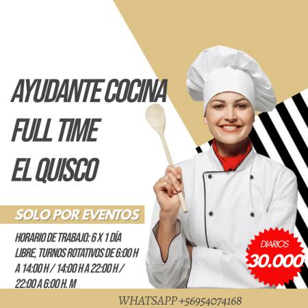 AYUDANTE COCINA FT POR EVENTOS EL QUISCO