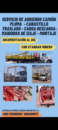 CAMION PLUMA DIARIO / MENSUAL / HORA / ALZA HOMBRE