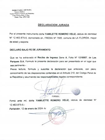 PÉRDIDA DE DOCUMENTO BOLETA 