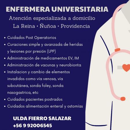 ENFERMERA UNIVERSITARIA SE OFRECE
