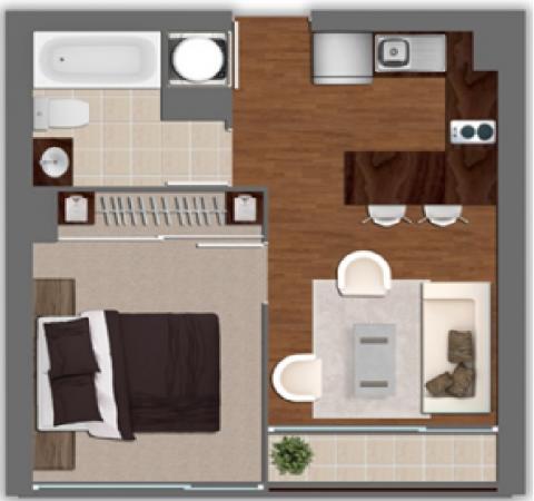 ARRIENDO DEPTO 1D-1B $250.000. OPCIÓN DE COMPRA