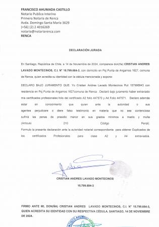 PERDIDA DE CERTIFICADOS PROFESIONALES