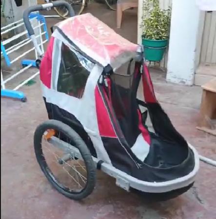 CARRITO DE NIÑOS PLEGABLE PARA BICICLETA 