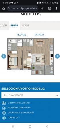 DEPARTAMENTO  2D 2B COND. ALTOS DE LIRCAY FRENTE U
