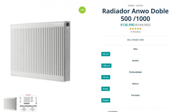 RADIADOR ANWO DOBLE 500 /1000