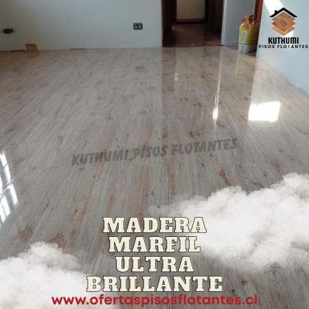 PISO FLOTANTE MADERA MARFIL ULTRA BRILLANTE 8MM