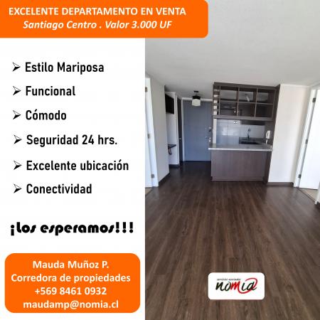 VENTA DEPTO. 2D+2B CÓMODO Y FUNCIONAL EN SANTIAGO 