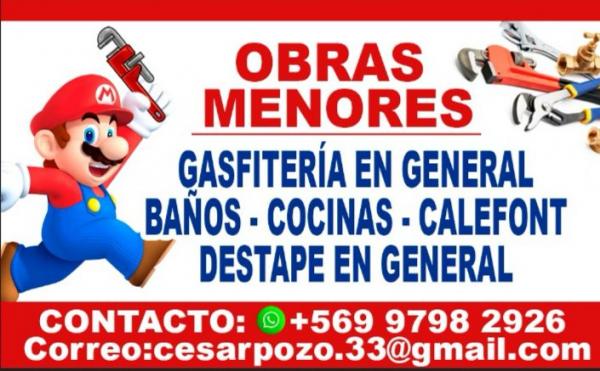 GASFITERÍA, INSTALACIONES SANITARIAS, DESTAPES