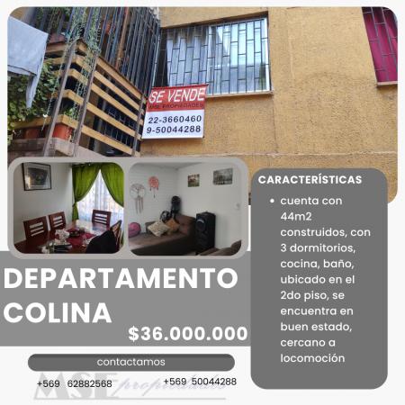 VENDEMOS DEPARTAMENTO COLINA, SECTOR LO SECO 
