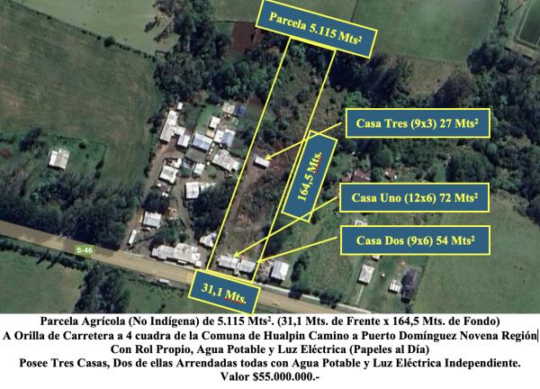 VENDO PARCELA CON TRES CASAS ORILLA DE CARRETERA - Rastro.com