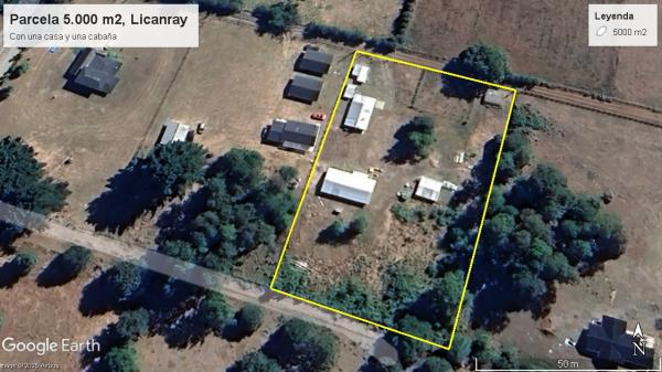 5.000 M2 CASA Y CABAÑA, LICANRAY